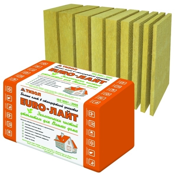 Утеплитель Тизол ЕВРО-Лайт 35 К 1000х600х100 мм, 8 шт. уп