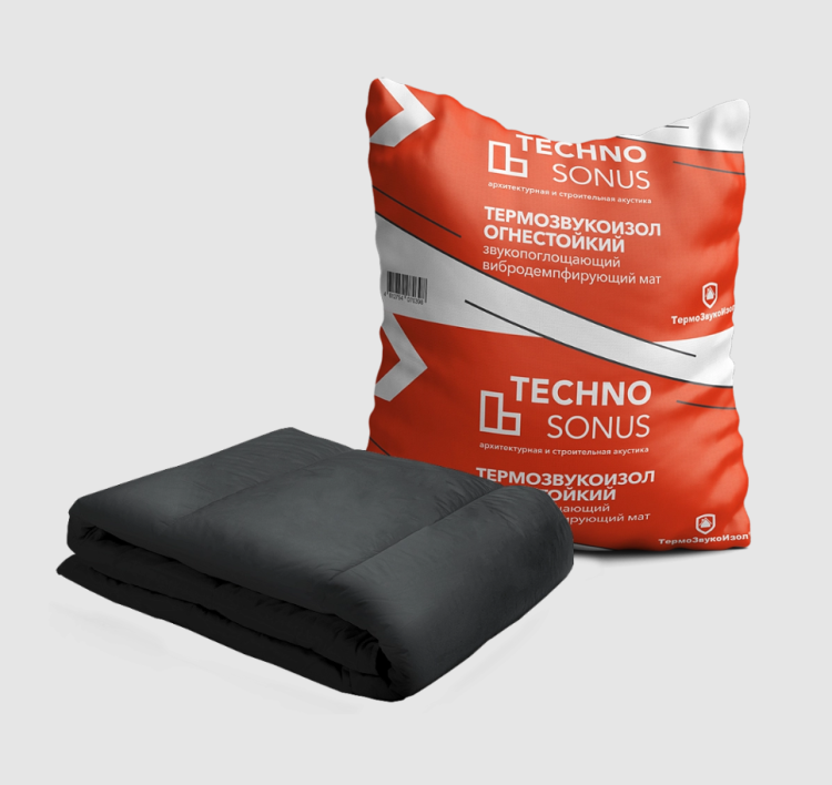 Мат для звукоизоляции Техносонус ТермоЗвукоИзол Огнестойкий Черный 5х1,5 м х 13 мм